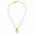 Floral Rose Pendant Necklace (Golden, White)