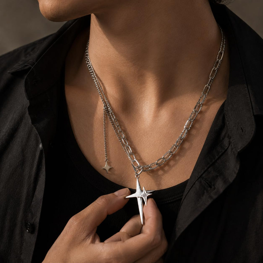 Cosmic Dual Star Charm Necklace