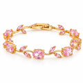 Emerald Tulip Link Bracelet (Pink, Gold)