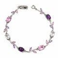 Emerald Tulip Link Bracelet (Pink, Purple, Silver)