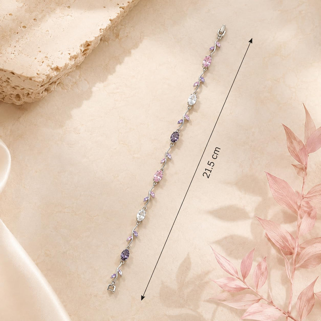 Emerald Tulip Link Bracelet (Pink, Purple, Silver)