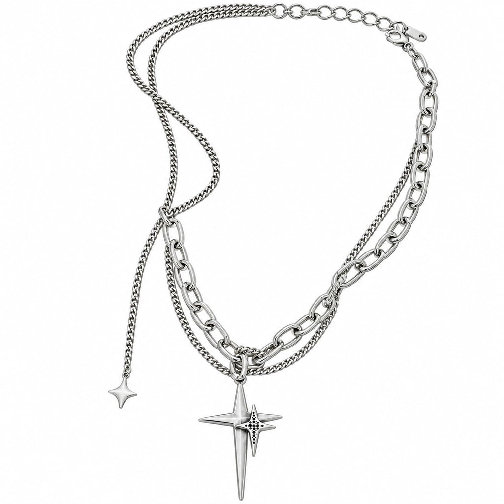 Cosmic Dual Star Charm Necklace