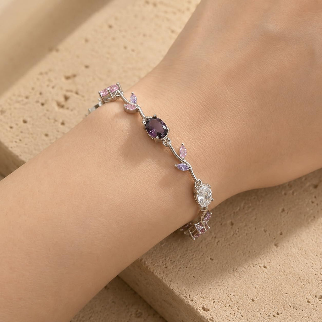 Emerald Tulip Link Bracelet (Pink, Purple, Silver)