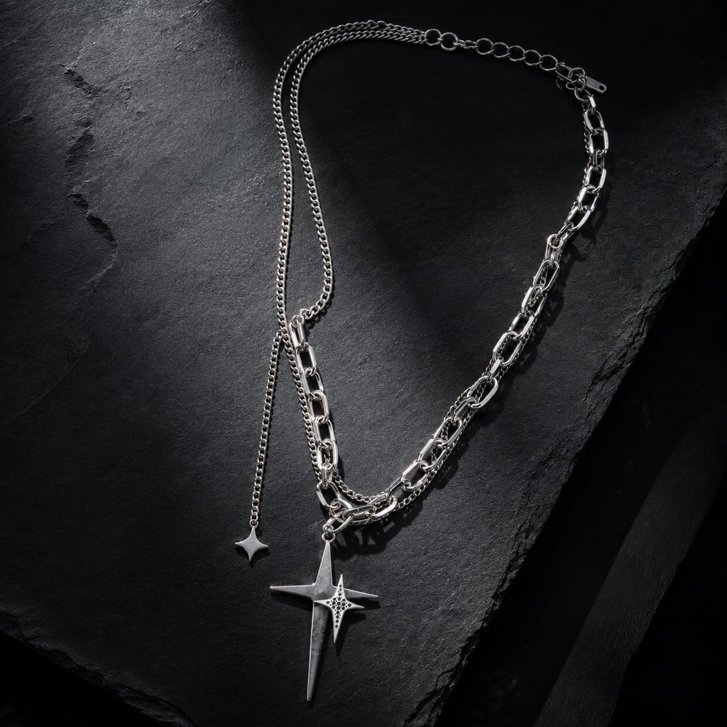 Cosmic Dual Star Charm Necklace