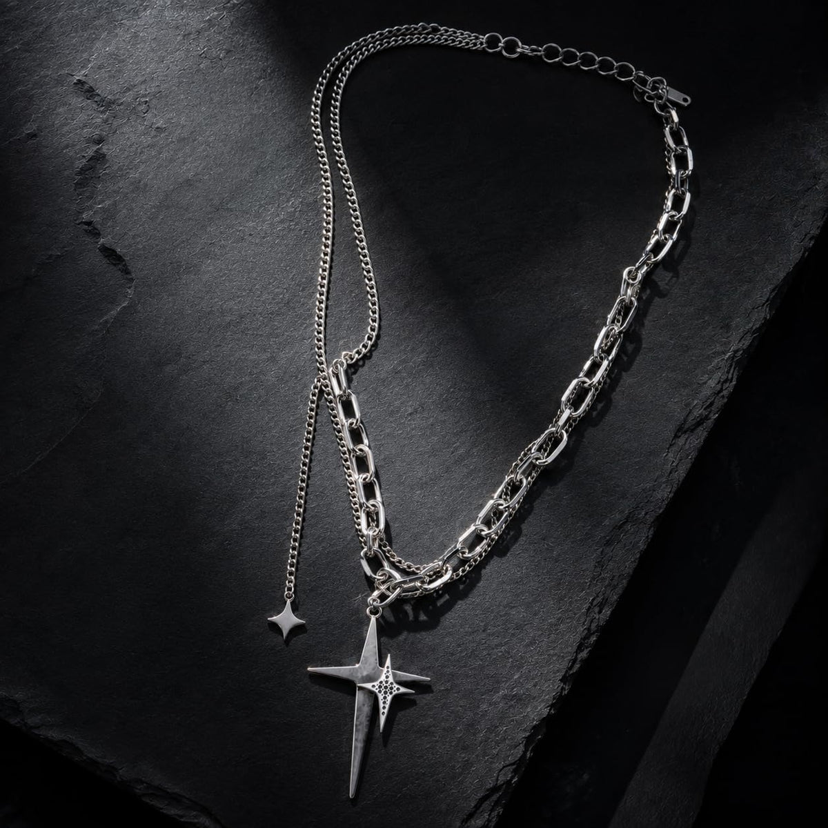 Cosmic Dual Star Charm Necklace