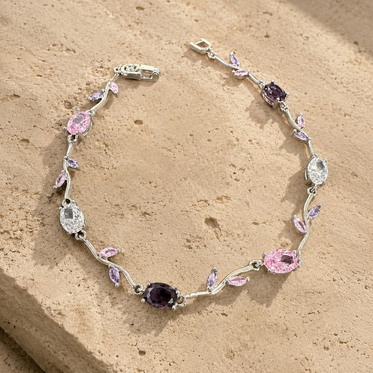 Emerald Tulip Link Bracelet (Pink, Purple, Silver)