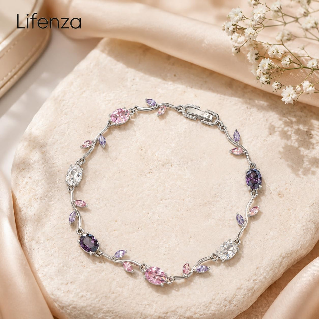 Emerald Tulip Link Bracelet (Pink, Purple, Silver)