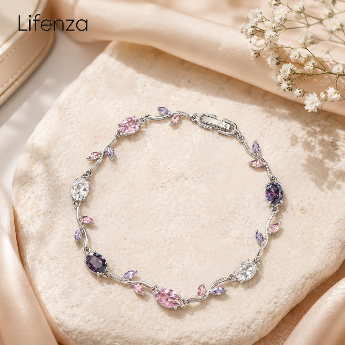 Emerald Tulip Link Bracelet (Pink, Purple, Silver)